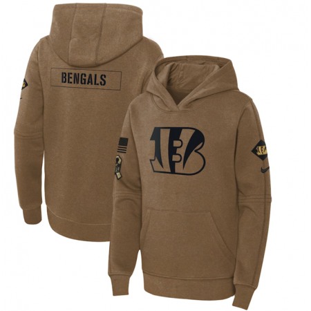 Youth Cincinnati Bengals 2023 Brown Salute to Service Pullover Hoodie