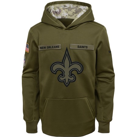 Youth New Orleans Saints Olive Salute to Service Pullover Performance NFL Hoodie