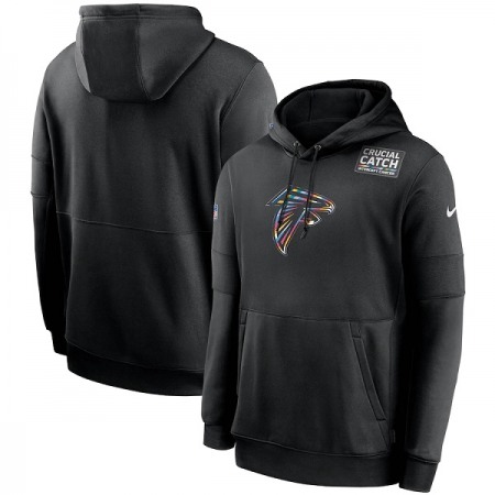 Men's Atlanta Falcons 2020 Black Crucial Catch Sideline Performance Pullover Hoodie