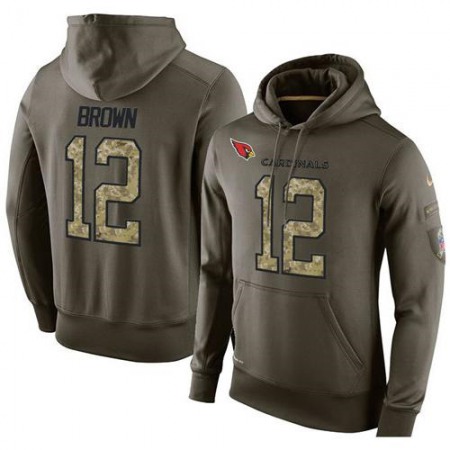 NFL Men's Nike Arizona Cardinals #12 John Brown Stitched Green Olive Salute To Service KO Performance Hoodie