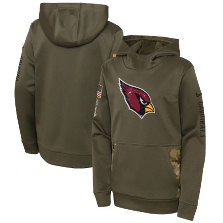 Youth Arizona Cardinals 2022 Olive Salute to Service Therma Performance Pullover Hoodie