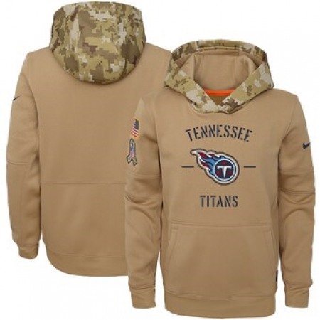 Youth Tennessee Titans Khaki 2019 Salute to Service Therma Pullover Hoodie