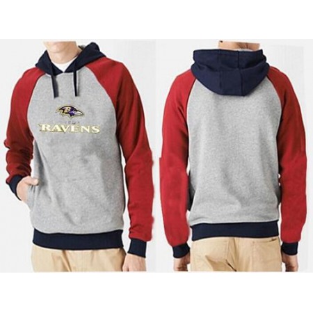 Baltimore Ravens Authentic Logo Pullover Hoodie Grey & Red
