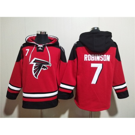 Men's Atlanta Falcons #7 Bijan Robinson Red Ageless Must-Have Lace-Up Pullover Hoodie