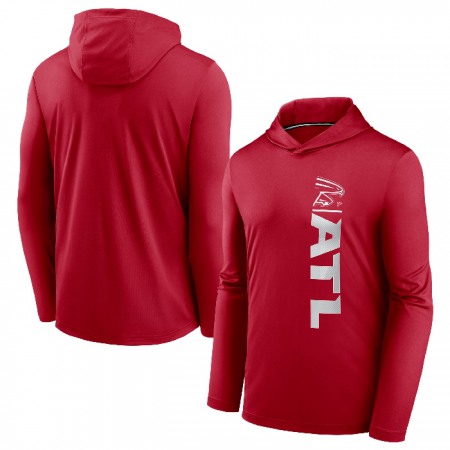 Men's Atlanta Falcons Red Fan Gear Team Stack Hoodie Performance Long Sleeve T-Shirt