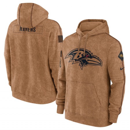 Men's Baltimore Ravens 2023 Brown Salute to Service Pullover Hoodie