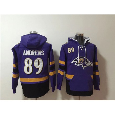 Men's Baltimore Ravens #89 Mark Andrews Ageless Must-Have Lace-Up Pullover Hoodie