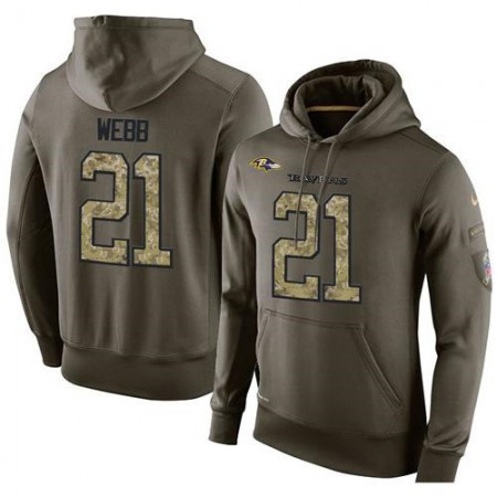 NFL Men's Nike Baltimore Ravens #21 Lardarius Webb Stitched Green Olive Salute To Service KO Performance Hoodie