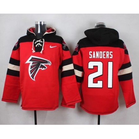 Nike Falcons #21 Deion Sanders Red Player Pullover NFL Hoodie