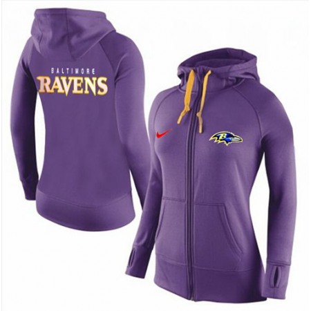 Women's Nike Baltimore Ravens Full-Zip Performance Hoodie Purple
