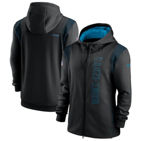 Men's Carolina Panthers 2021 Black Sideline Team Performance Full-Zip Hoodie