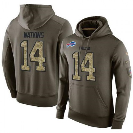 NFL Men's Nike Buffalo Bills #14 Sammy Watkins Stitched Green Olive Salute To Service KO Performance Hoodie