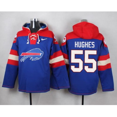 Nike Bills #55 Jerry Hughes Royal Blue Player Pullover NFL Hoodie