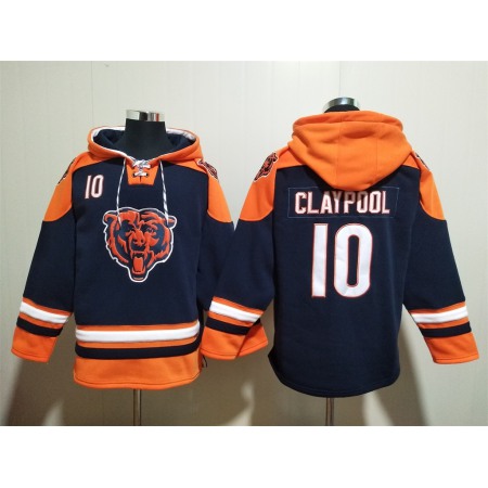 Men's Chicago Bears #10 Chase Claypool Navy Ageless Must-Have Lace-Up Pullover Hoodie