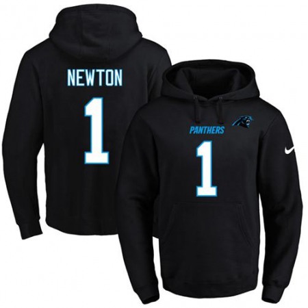 Nike Panthers #1 Cam Newton Black Name & Number Pullover NFL Hoodie