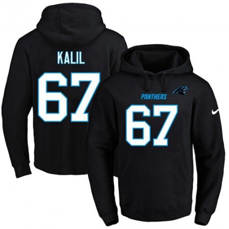 Nike Panthers #67 Ryan Kalil Black Name & Number Pullover NFL Hoodie