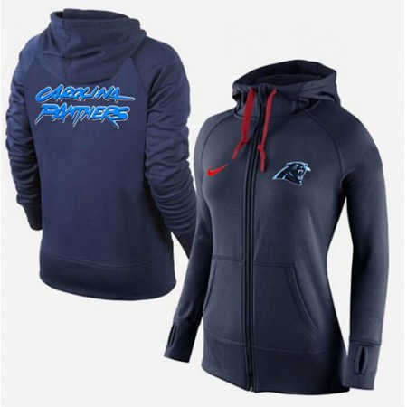 Women's Nike Carolina Panthers Full-Zip Performance Hoodie Dark Blue