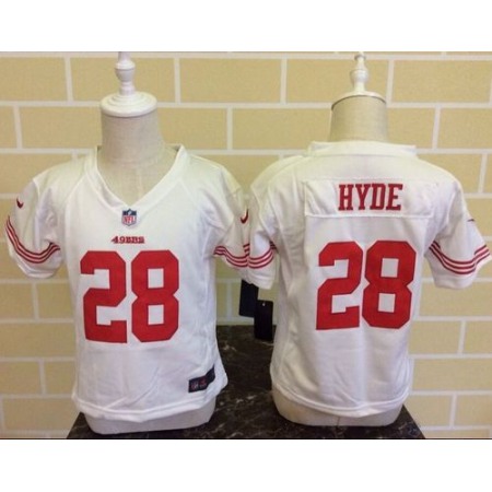 Toddler Nike 49ers #28 Carlos Hyde White Stitched NFL Elite Jersey