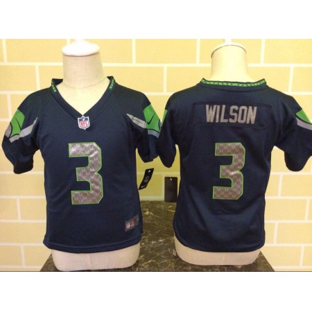 Toddler Nike Seattle Seahawks #3 Russell Wilson Navy Blue Stitched NFL Jersey