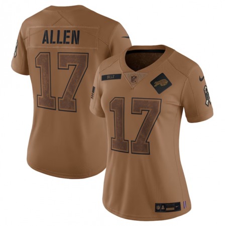 Women's Buffalo Bills #17 Josh Allen 2023 Brown Salute To Service Limited Stitched Football Jersey(Run Small)