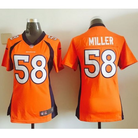 Nike Broncos #58 Von Miller Orange Team Color Women's Stitched NFL Elite Jersey