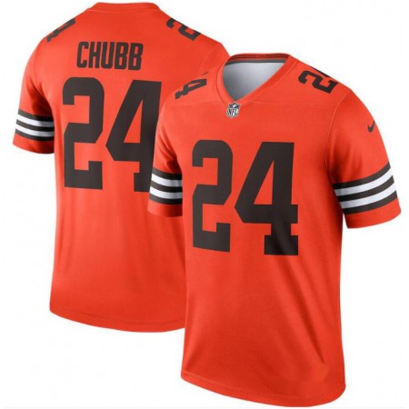 Women's Cleveland Browns #24 Nick Chubb Orange Inverted Legend Jersey(Run Small)