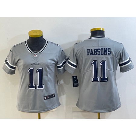 Women's Dallas Cowboys #11 Micah Parsons Gray Stitched Jersey(Run Small)