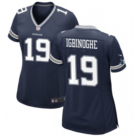 Women's Dallas Cowboys #19 Noah Igbinoghene Navy Stitched Football Jersey(Run Small)