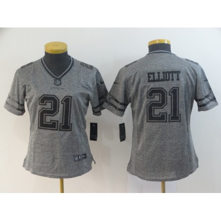 Women's Dallas Cowboys #21 Ezekiel Elliott Grey Limited Stitched NFL Jersey
