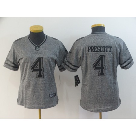 Women's Dallas Cowboys #4 Dak Prescott Grey Limited Stitched NFL Jersey