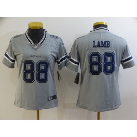 Women's Dallas Cowboys #88 CeeDee Lamb Gray Stitched Jersey(Run Small)