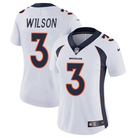 Women's Denver Broncos #3 Russell Wilson White Vapor Limited Stitched Jersey(Run Small)