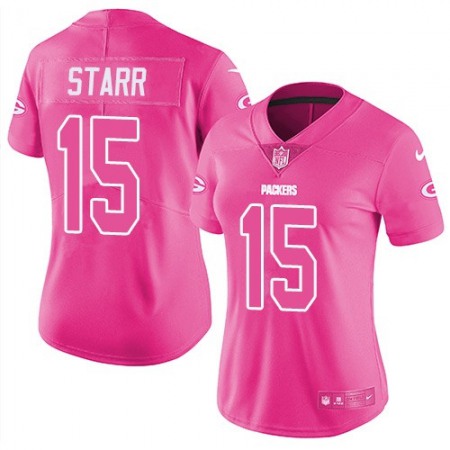 Women's Green Bay Packers #15 BART STARR Pink Limited Stitched NFL Jersey(Run Small)