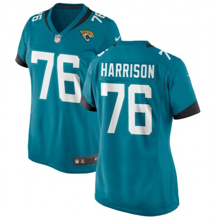 Women's Jacksonville Jaguars #76 Anton Harrison Teal 2023 Draft Stitched Jersey(Run Small)