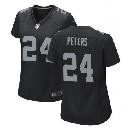 Women's Las Vegas Raiders #24 Marcus Peters Black Stitched Jersey(Run Small)