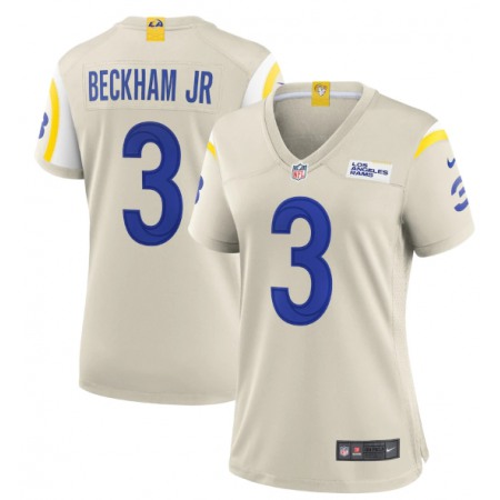 Women's Los Angeles Rams #3 Odell Beckham Jr. Bone Vapor Untouchable Limited Stitched Jersey(Run Small)