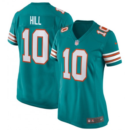 Women's Miami Dolphins #10 Tyreek Hill Aqua Stitched Jersey(Run Small)