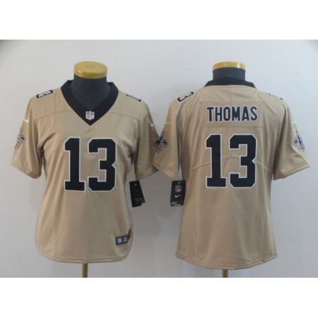 Women's New Orleans Saints #13 Michael Thomas Gold Inverted Legend Stitched NFL Jersey(Run Small)