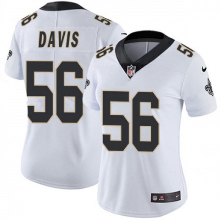 Women's New Orleans Saints #56 Demario Davis White Vapor Untouchable Limited Stitched NFL Jersey(Run Small)