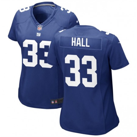 Women's New York Giants #33 Hassan Hall Blue Stitched Jersey(Run Small)