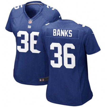 Women's New York Giants #36 Deonte Banks Blue Stitched Jersey(Run Small)