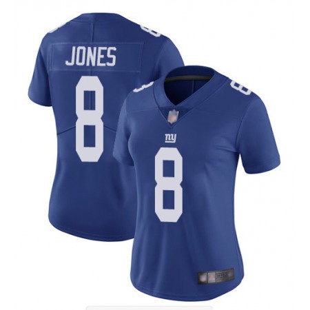 Women's New York Giants #8 Daniel Jones Blue Vapor Untouchable Limited Stitched NFL Jersey(Run Small)