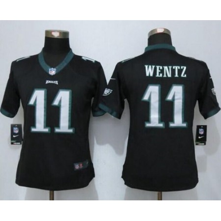 Nike Eagles #11 Carson Wentz Black Alternate Women's Stitched NFL New Limited Jersey