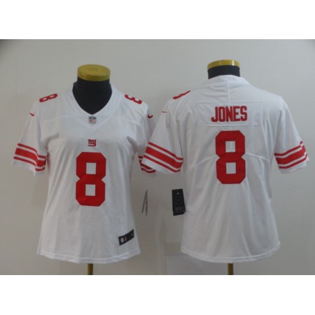 Women's New York Giants #8 Daniel Jones White Vapor Untouchable Limited Stitched NFL Jersey(Run Small)