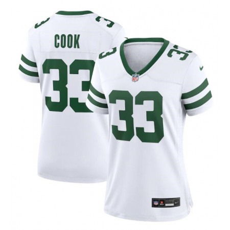 Women's New York Jets #33 Dalvin Cook White Stitched Football Jersey(Run Small)