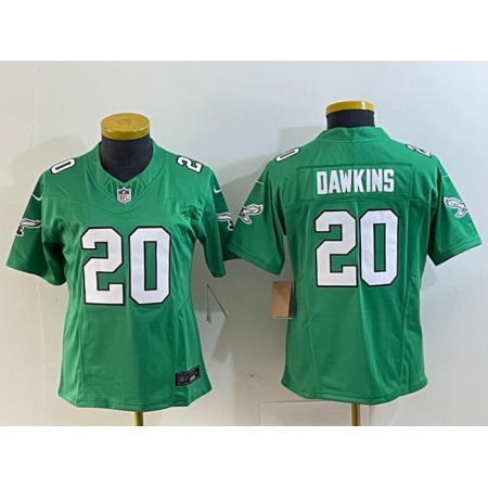Women's Philadelphia Eagles #20 Brian Dawkins Green 2023 F.U.S.E. Stitched Football Jersey(Run Small)
