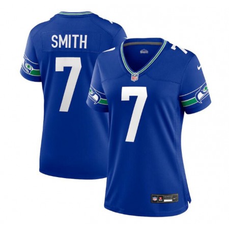 Women's Seattle Seahawks #7 Geno Smith Royal Throwback Player Stitched Game Jersey(Run Small)