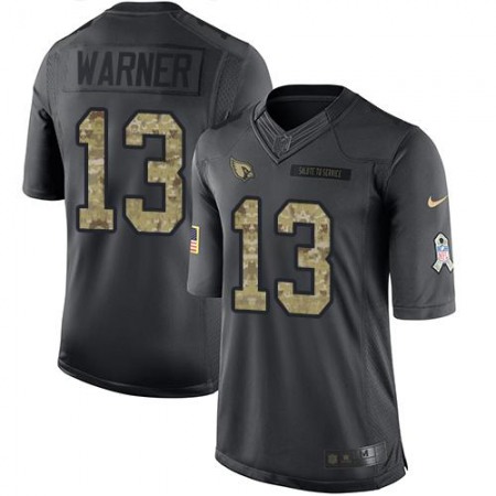 Nike Cardinals #13 Kurt Warner Black Men's Stitched NFL Limited 2016 Salute to Service Jersey