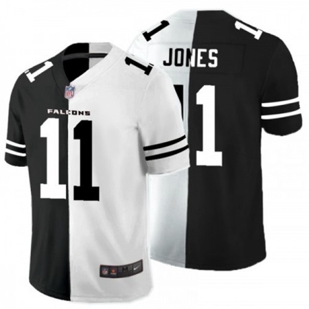 Men's Atlanta Falcons #11 Julio Jones Black And White Split Limited Stitched Jersey