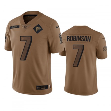 Men's Atlanta Falcons #7 Bijan Robinson 2023 Brown Salute To Setvice Limited Stitched Football Jersey